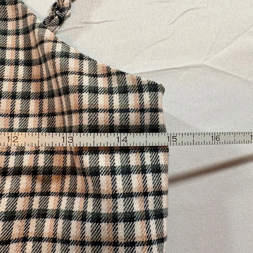 GB Girls Plaid Pinafore Dress Girls Size 14 Black Tan Checkered Sleeveless Mini